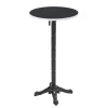 60 cm ronde hoge tafel kantelbaar zwart/zilver blad en zwarte voet