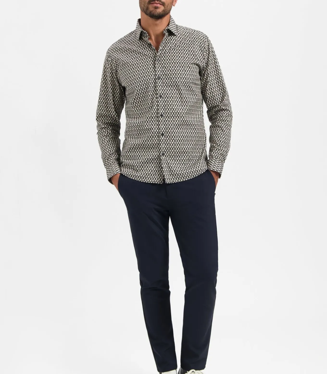 Allover geprint stretchhemd in wyberdessin