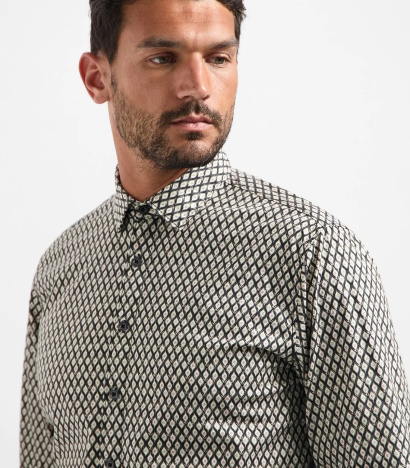 Allover geprint stretchhemd in wyberdessin