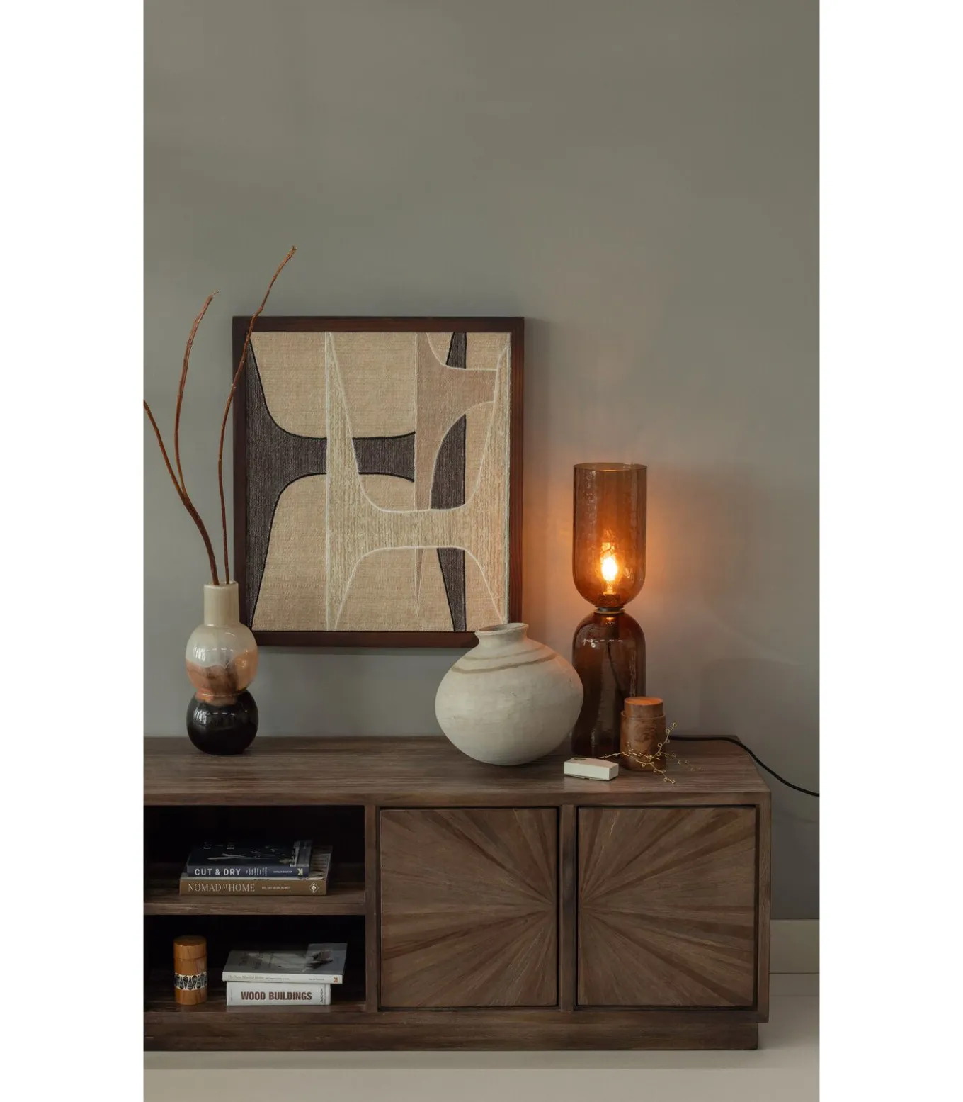 Anno Wanddeco - Katoen/Hout - Naturel/Bruin - 90x60x10