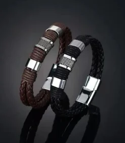 Armband Heren - Bruin Leer - Vintage Stijl