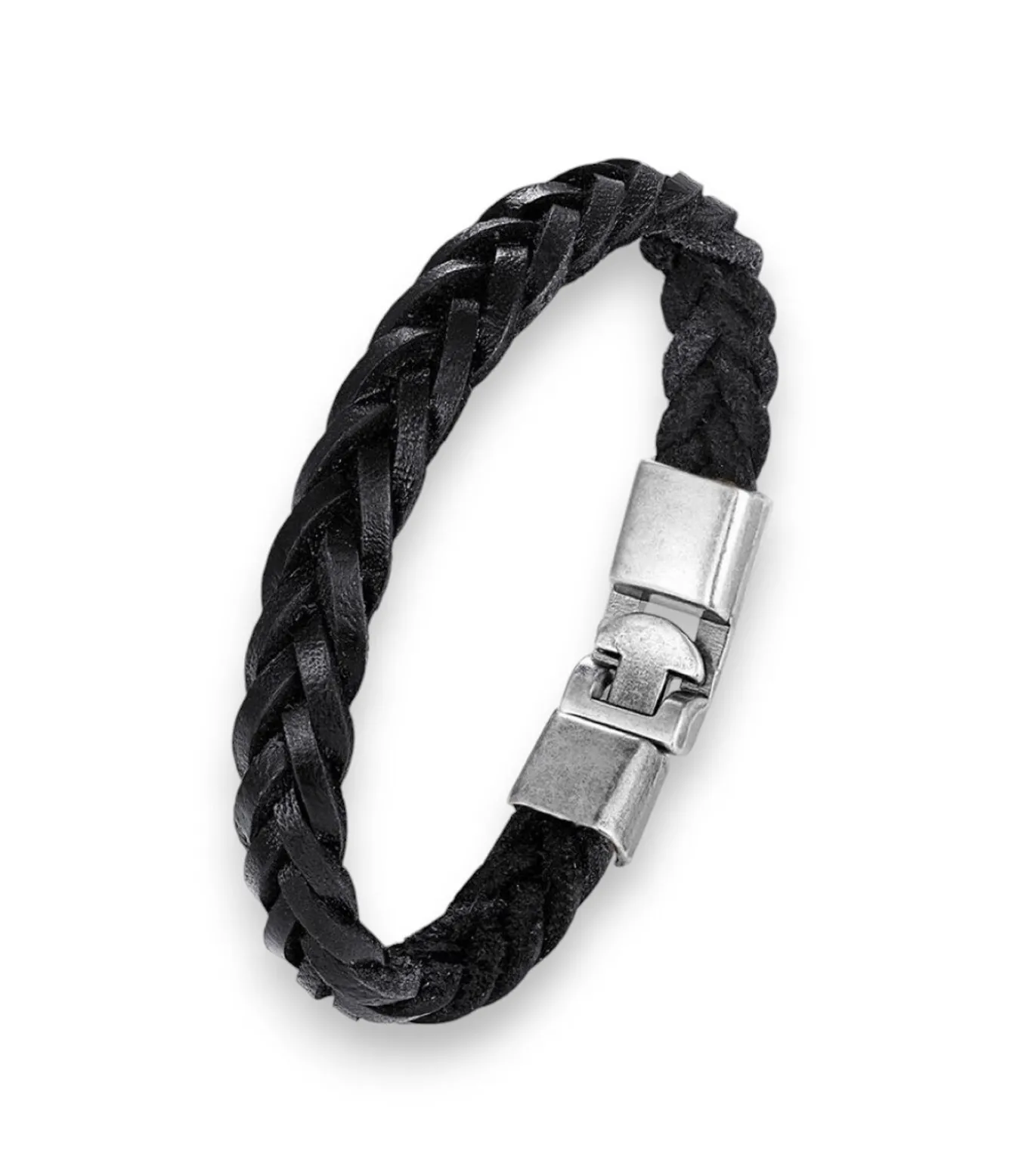 Armband Heren - Zwart Leer - Vintage Stijl