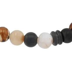 Armband voor mannen, roestvrij staal, stalen kralen, agaat