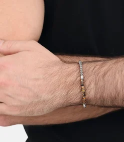 Armband voor mannen, roestvrij staal, tijgeroog