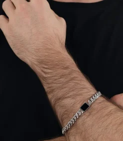 Armband voor mannen, roestvrij staal, agaat