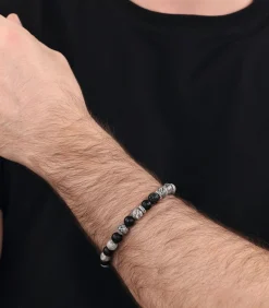 Armband voor mannen, roestvrij staal, jaspis, agaat