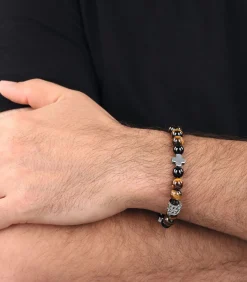 Armband voor mannen, roestvrij staal, tijgeroog, agaat