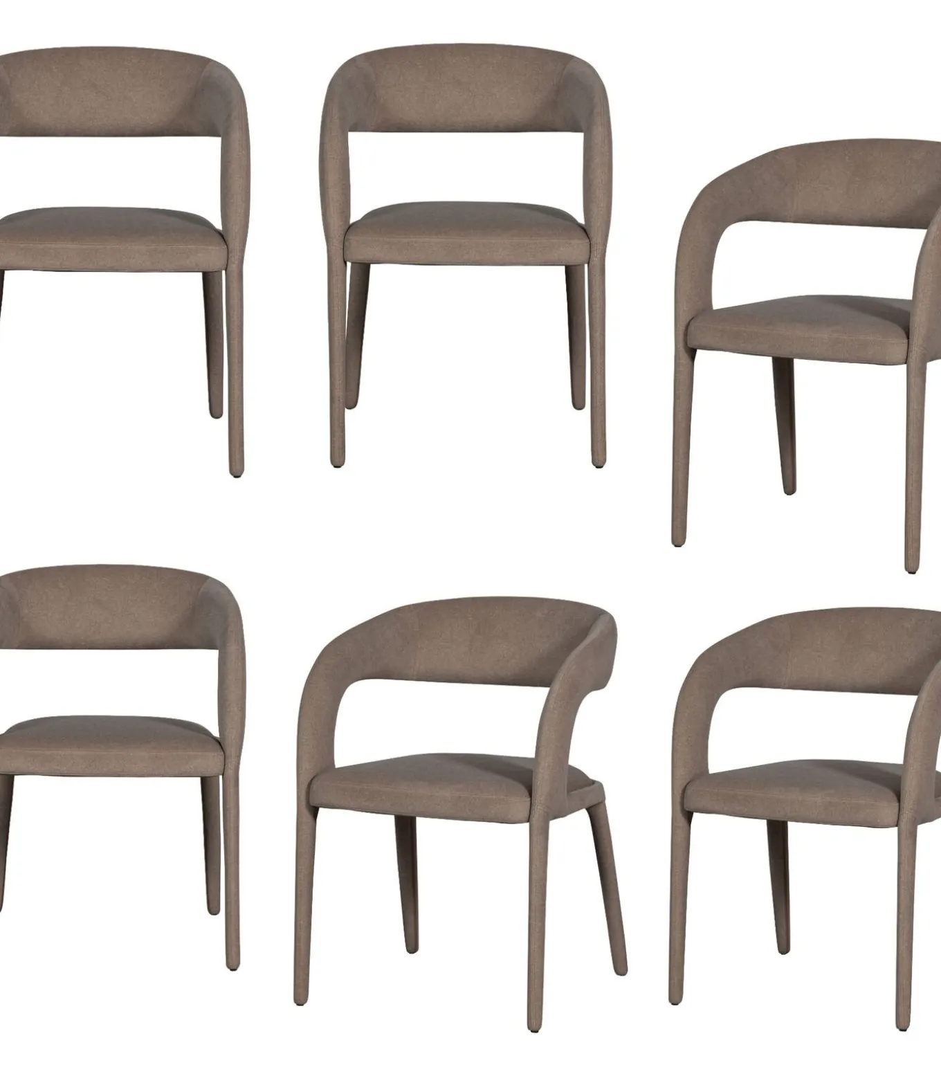 Arms Eetkamerstoelen - Polyester - Bruin - Set van 6