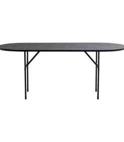 Arthur Eettafel Ovaal Met H-Poot - Eikenhout - Zwart - 75x220x90