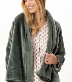 Asymmetrische jas van flanellen pluche ESSENTIEL 179