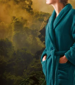 ATHENA Bleu paon - Badjas unisex microvezel