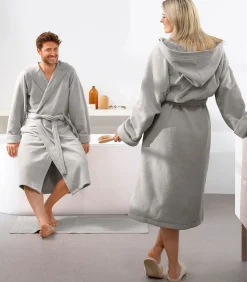 Badjas Reese, Zilver - XXL - Unisex - Katoen/Polyester