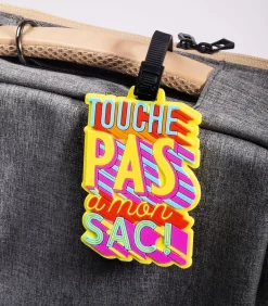 Bagagelabel -Touche pas - geel