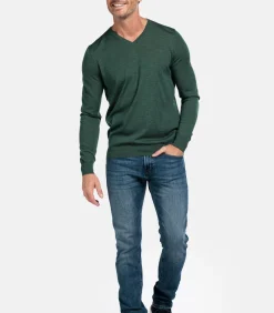 Baileys Merino Wol V-hals Trui – Donkergroen