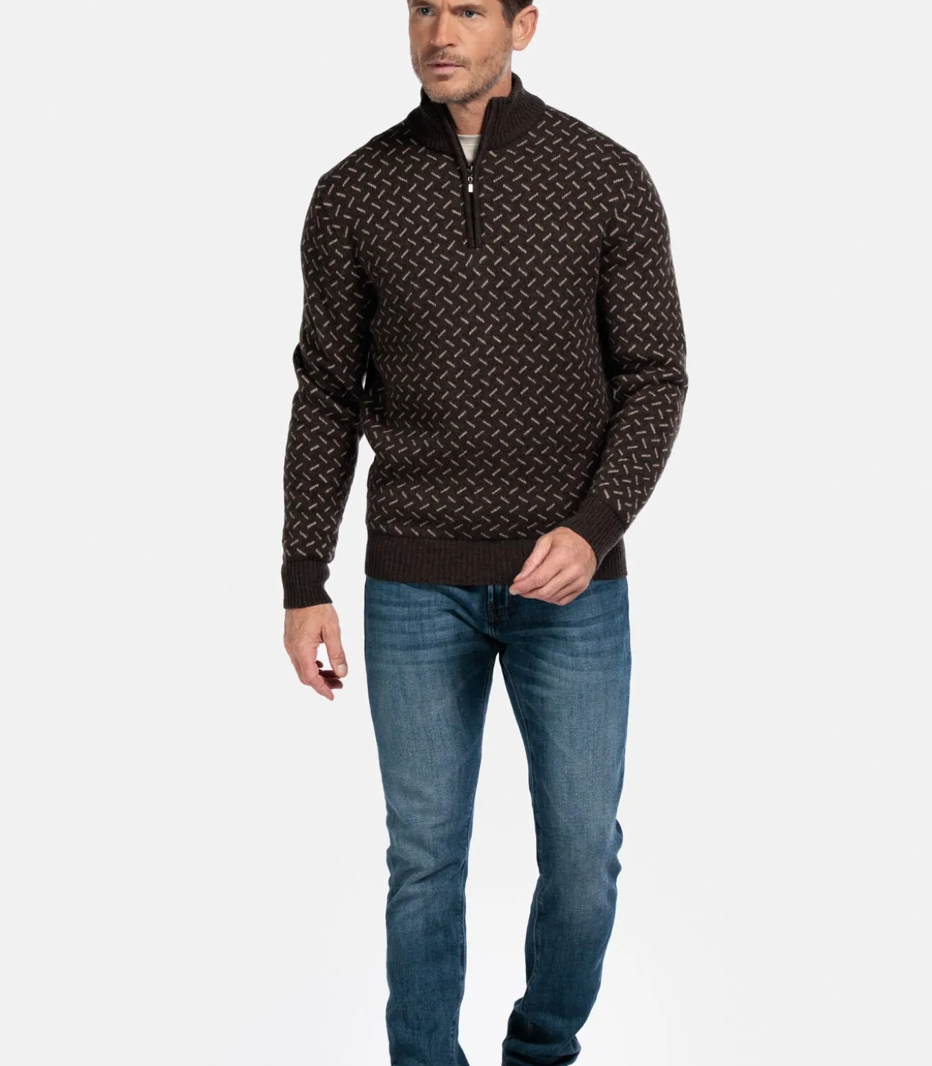 Baileys Pullover met print - Bruin