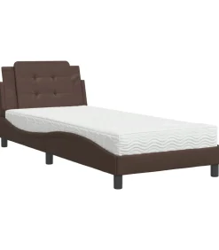Bedframe zonder matras "Zadar" kunstleer bruin 80x200 cm