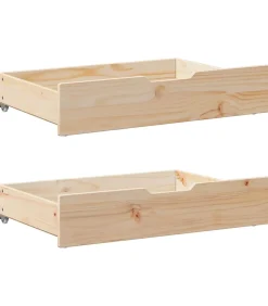 Bedlades 2 st met wieltjes 85x55x17 cm massief grenenhout