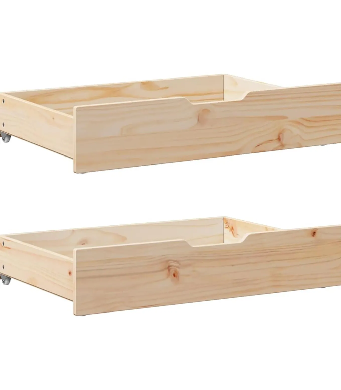 Bedlades 2 st met wieltjes 85x55x17 cm massief grenenhout