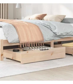 Bedlades 2 st met wieltjes 85x55x17 cm massief grenenhout