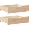 Bedlades 2 st met wieltjes 65x55x17 cm massief grenenhout