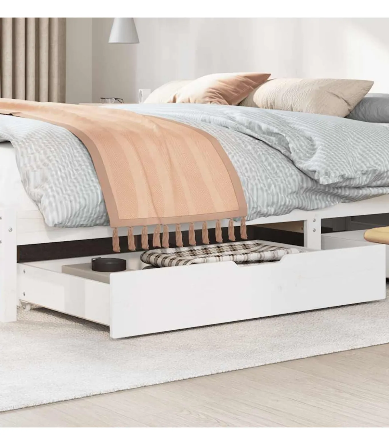 Bedlades 2 st 90x55x17 cm massief grenenhout wit