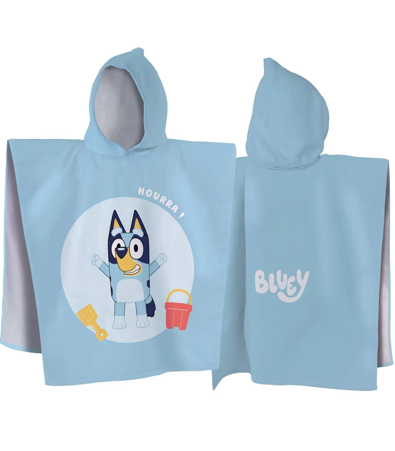 Bedrukte badcape van 100% katoen, BLUEY HOURRA