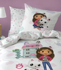 Bedtextielset met print van 100% katoen, GABBY EN HET MAGISCHE HUIS WORLD