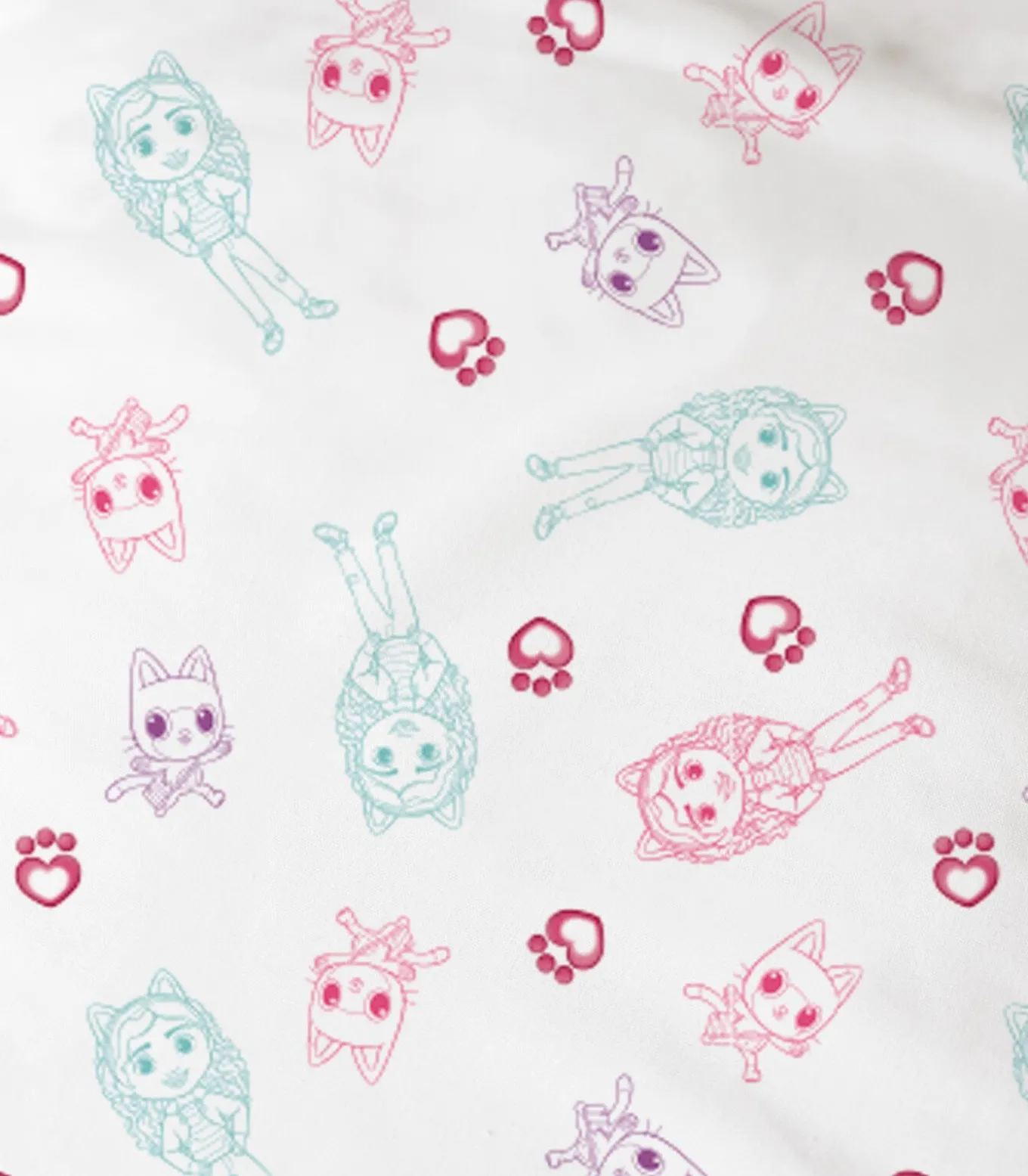 Bedtextielset met print van 100% katoen, GABBY EN HET MAGISCHE HUIS WORLD