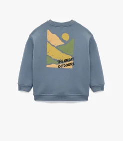 Blauw Baby Trui Ronde Hals Lange Mouwen Bedrukt