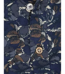 Blauw jongensoverhemd met bloemenprint