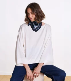 Blauw zijden vierkant met print