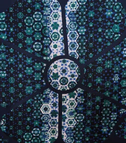 Blauw zijden vierkant met print