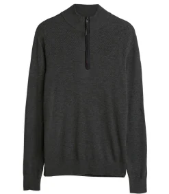 Blauwe herentrui met ritskraag