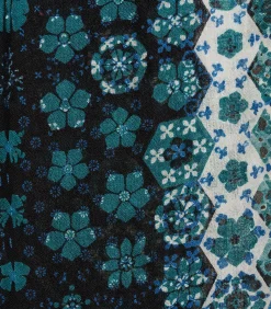 Blauwe wollen sjaal met print