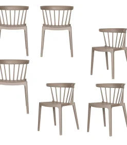 Bliss Tuinstoelen - Kunststof - Taupe - Set van 6