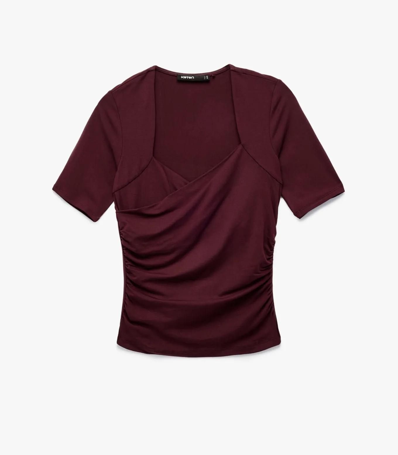 Bordeaux Blouse Slanke Pasvorm Korte Mouwen