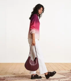 Bordeaux hobo tas van gegranuleerd leer