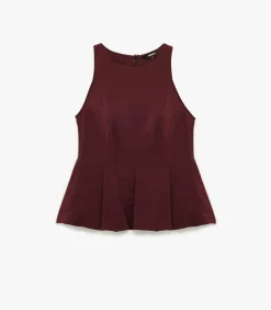 Bordeaux Mouwloze Peplum Blouse