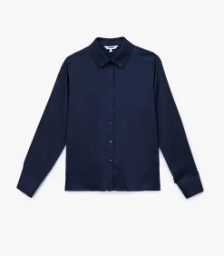 Bordeaux Satijnen Blouse Lange Mouwen Regular Fit