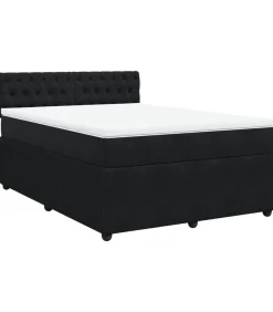Boxspring met matras fluweel zwart 140x200 cm
