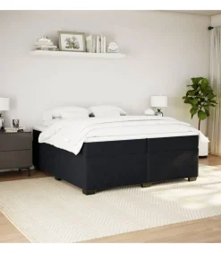 Boxspring met matras fluweel zwart 200x200 cm