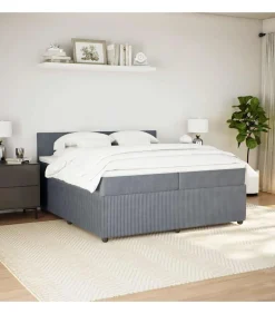 Boxspring met matras fluweel donkergrijs 200x200 cm