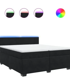 Boxspring met matras fluweel zwart 200x200 cm