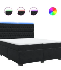 Boxspring met matras fluweel zwart 200x200 cm