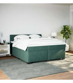 Boxspring met matras fluweel donkergroen 200x200 cm