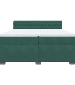 Boxspring met matras fluweel donkergroen 200x200 cm
