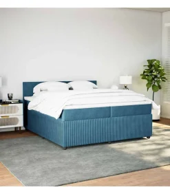Boxspring met matras fluweel blauw 200x200 cm