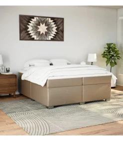 Boxspring met matras kunstleer cappuccinokleurig 200x200 cm