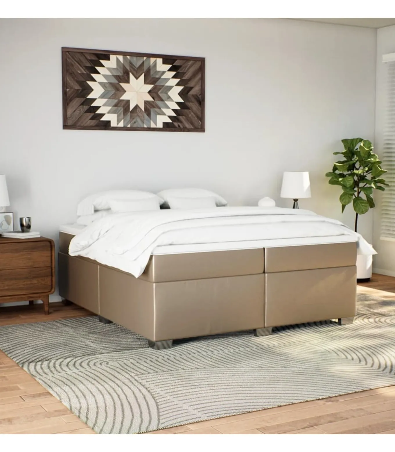 Boxspring met matras kunstleer cappuccinokleurig 200x200 cm
