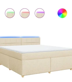 Boxspring met matras stof crèmekleurig 180x200 cm